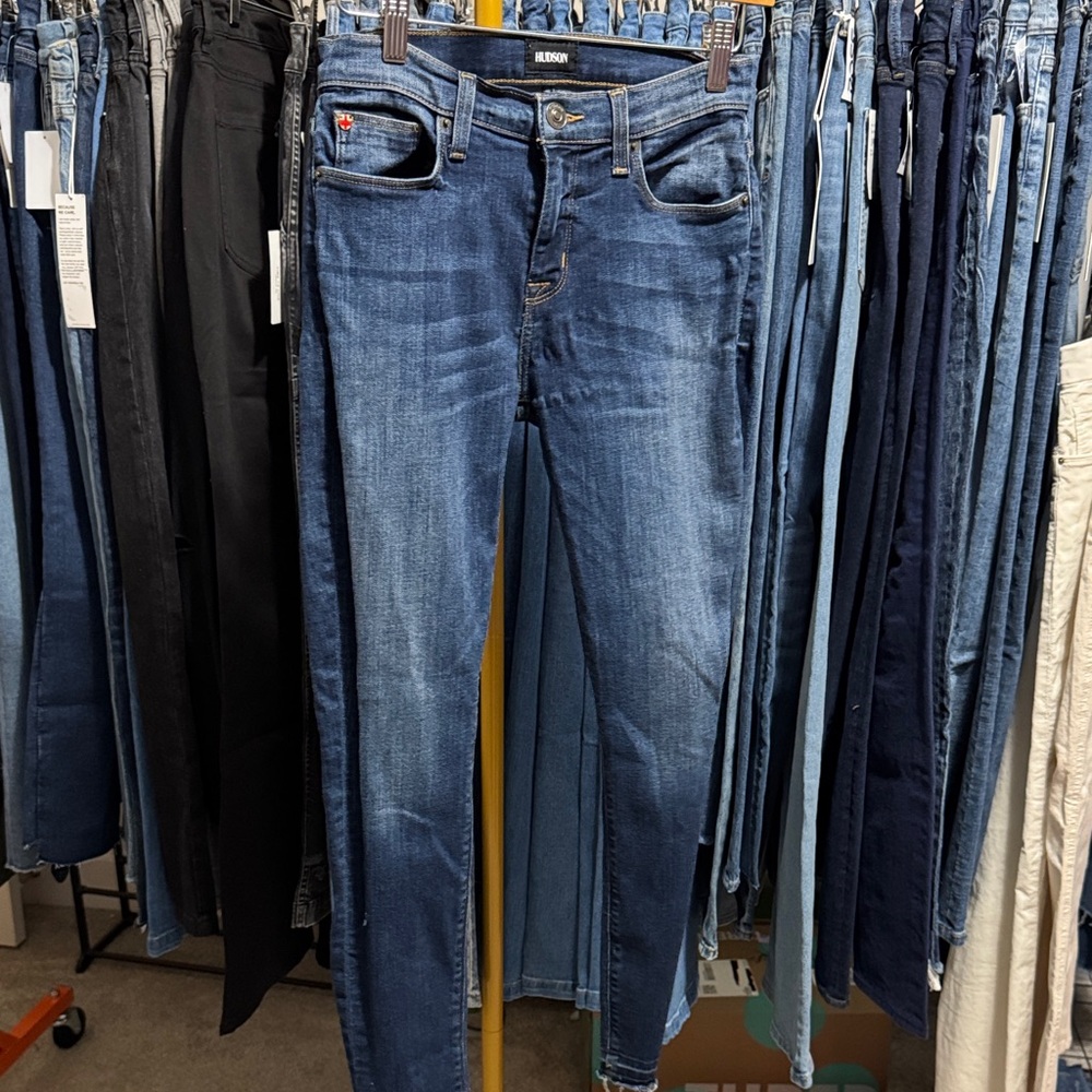 Hudson Natalie Midrise Skinny Jeans Dark Blue Denim Size 26